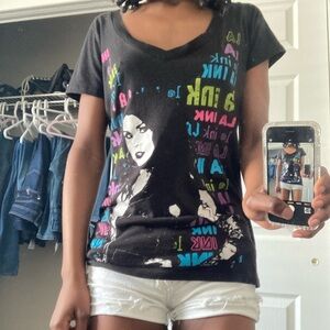 Affliction Black Tee with Multicolor Graphic Imogen heap 2000s